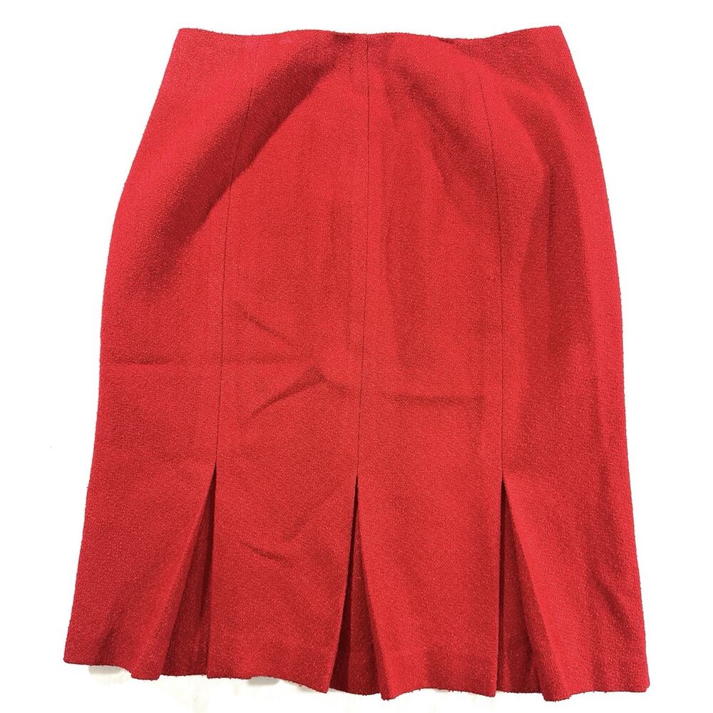 Neiman Marcus Exclusive Women’s Red Wool Blend Pleated Skirt Size 8 USA